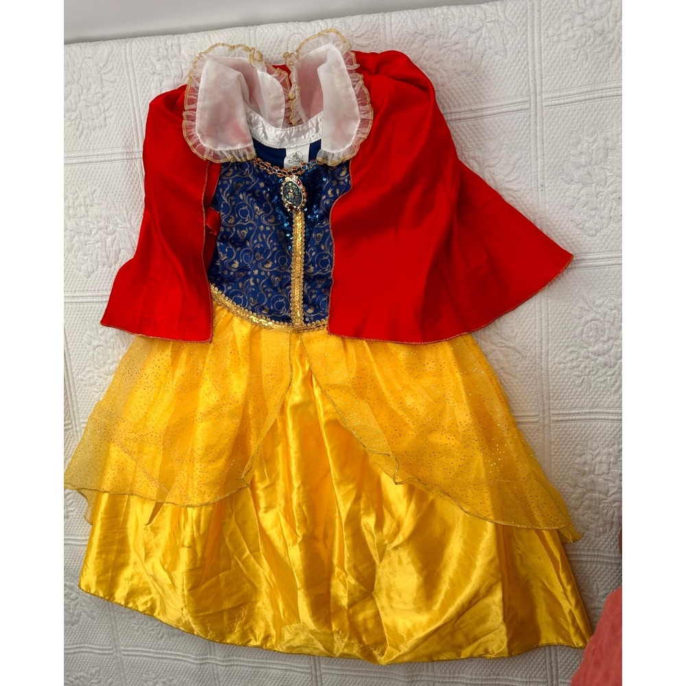 Disney Store Snow White Princess Costume Dress Blue Yellow Red Kids Size 4-6X - Picture 14 of 16
